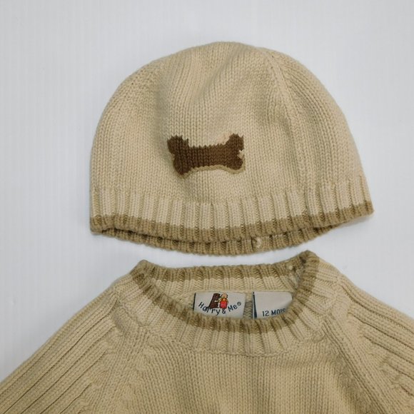 Harry & Me Boys 12 months beagle Dog Sweater & Hat Set - Picture 3 of 9